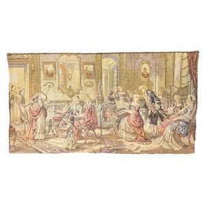 Antique French Woven Tapestry Wall Hanging Victorian Salon Party 34” X 18.5”